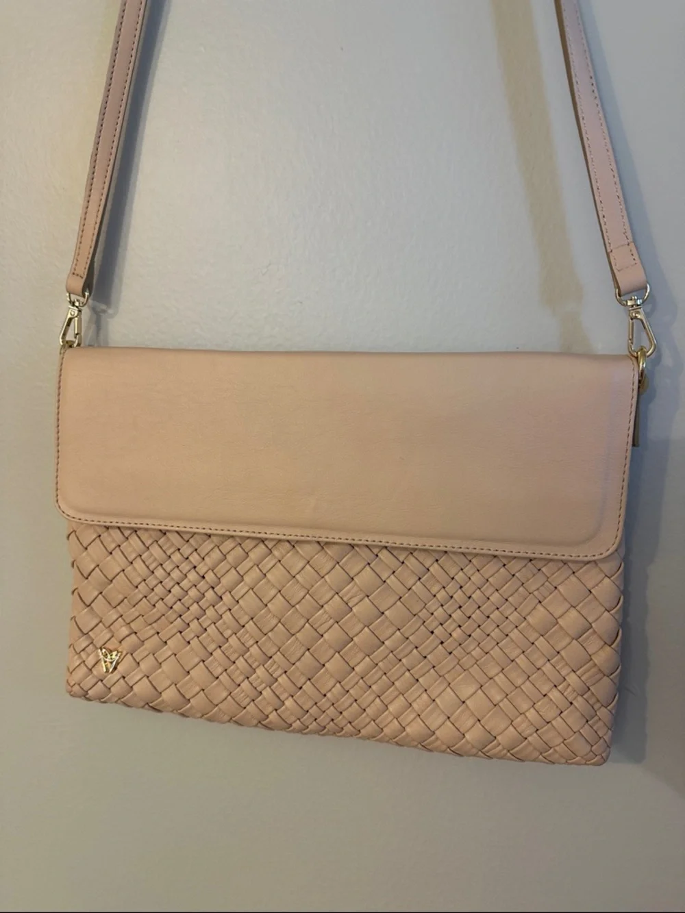 & Other Stories Cream Woven Leather Clutch